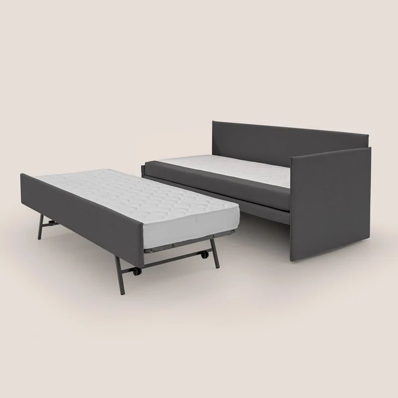 Durini Canapé duplex avec lits jumeaux et tissu effet coton imperméable T13 anthracite