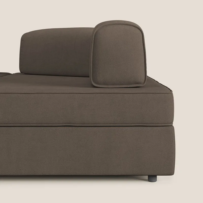 Liberty Canapé d'angle avec pouf extractible et dossiers amovibles en tissu doux imperméable T02 marron