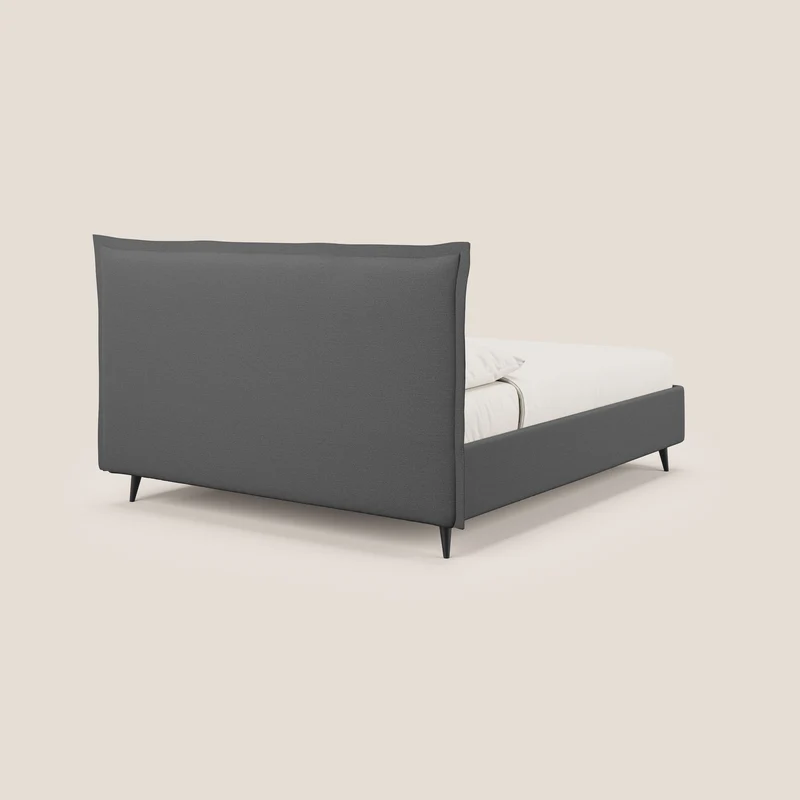 Hans lit rembourré avec coffre au style minimaliste en tissu imperméable T19 anthracite