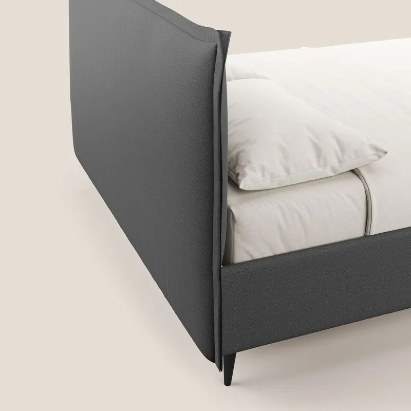 Hans lit rembourré avec coffre au style minimaliste en tissu imperméable T19 anthracite