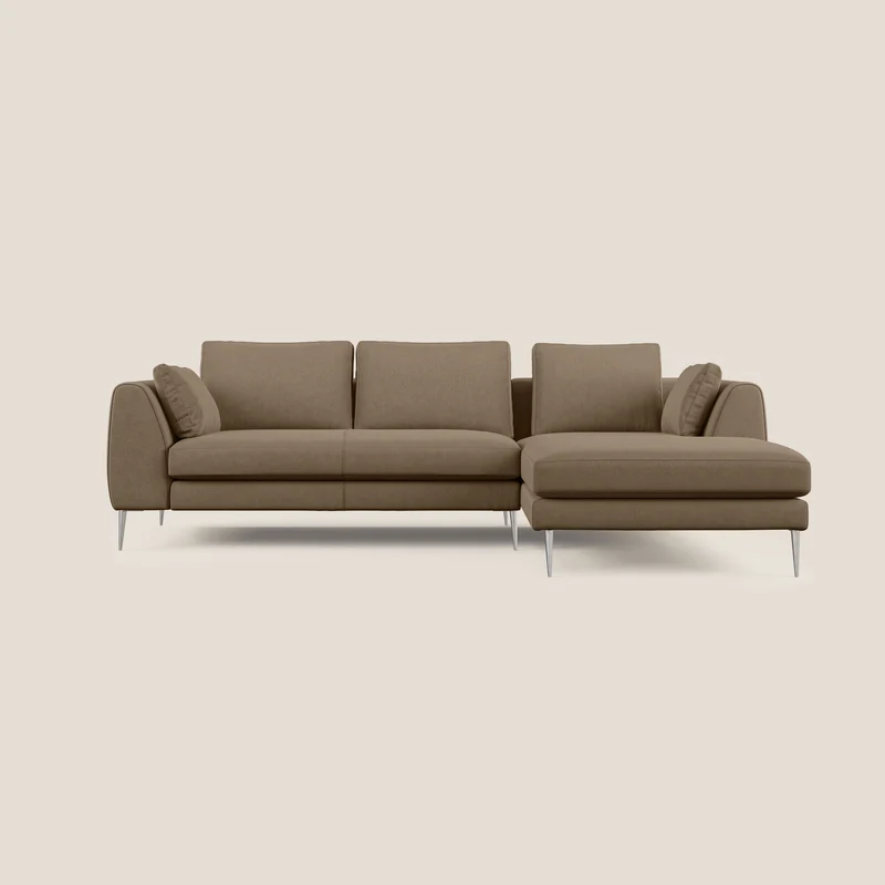 Plano canapé d'angle moderne en microfibre technique détachable T11 marron