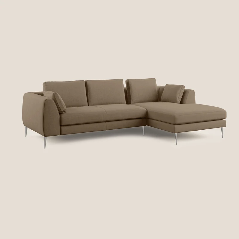 Plano canapé d'angle moderne en microfibre technique détachable T11 marron