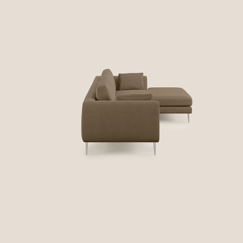 Plano canapé d'angle moderne en microfibre technique détachable T11 marron