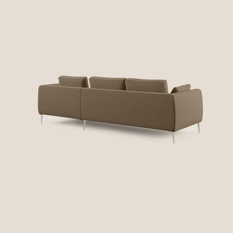 Plano canapé d'angle moderne en microfibre technique détachable T11 marron