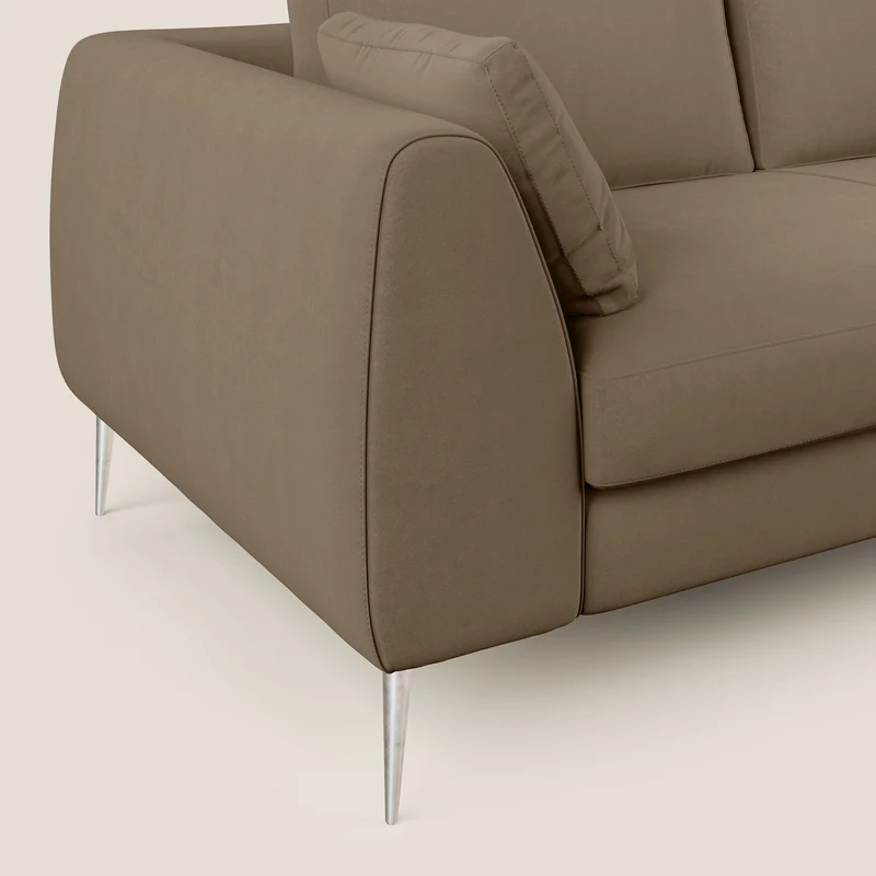 Plano canapé d'angle moderne en microfibre technique détachable T11 marron