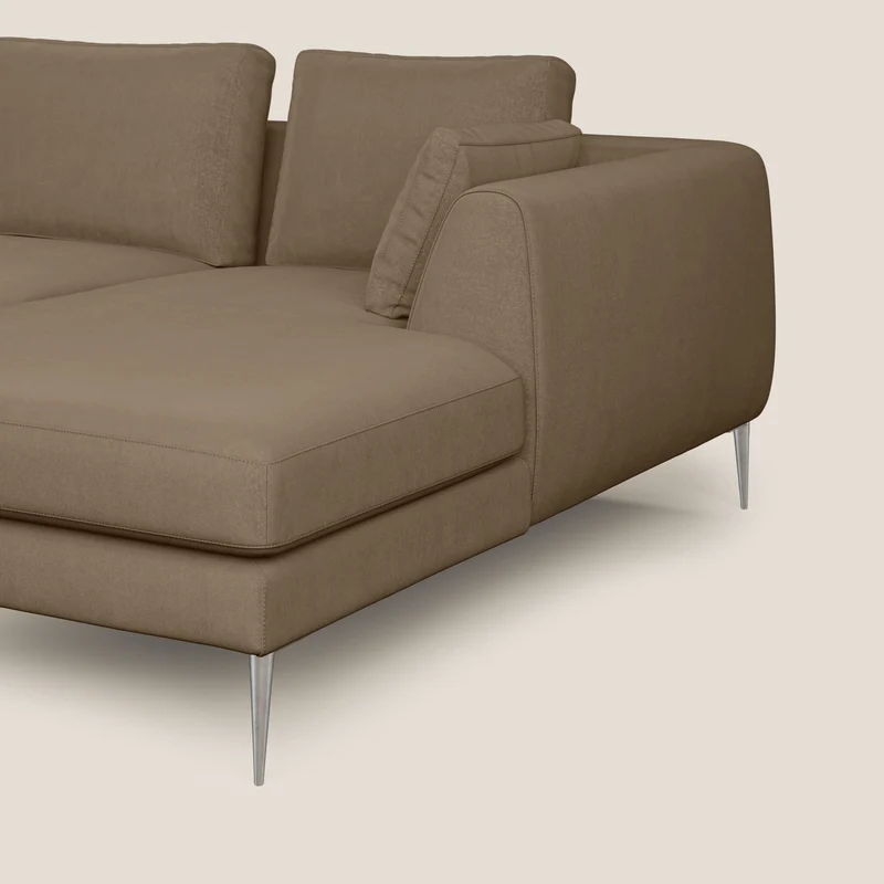 Plano canapé d'angle moderne en microfibre technique détachable T11 marron