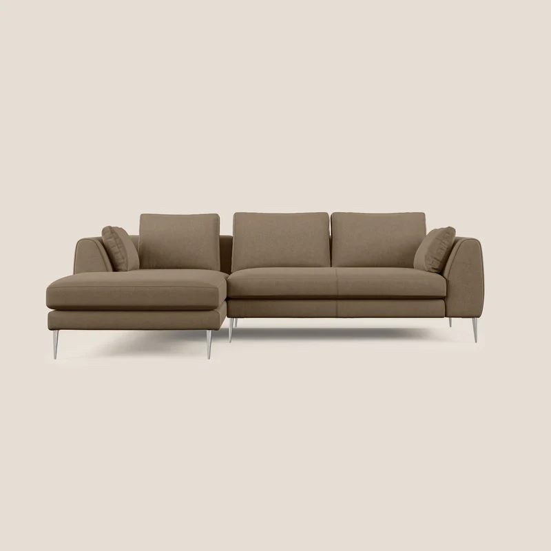 Plano canapé d'angle moderne en microfibre technique détachable T11 marron