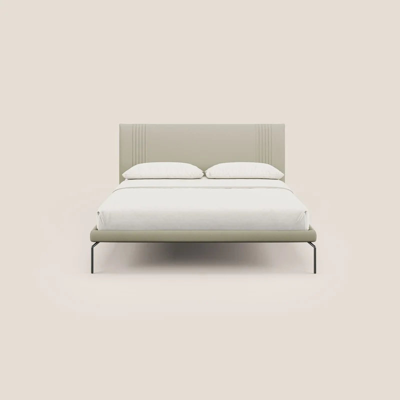 Finn lit rembourré avec pieds hauts en métal en tissu détachable T05 crème