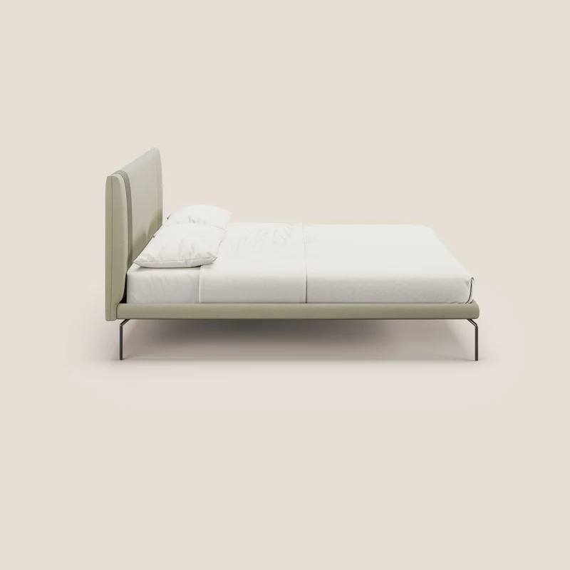 Finn lit rembourré avec pieds hauts en métal en tissu détachable T05 crème