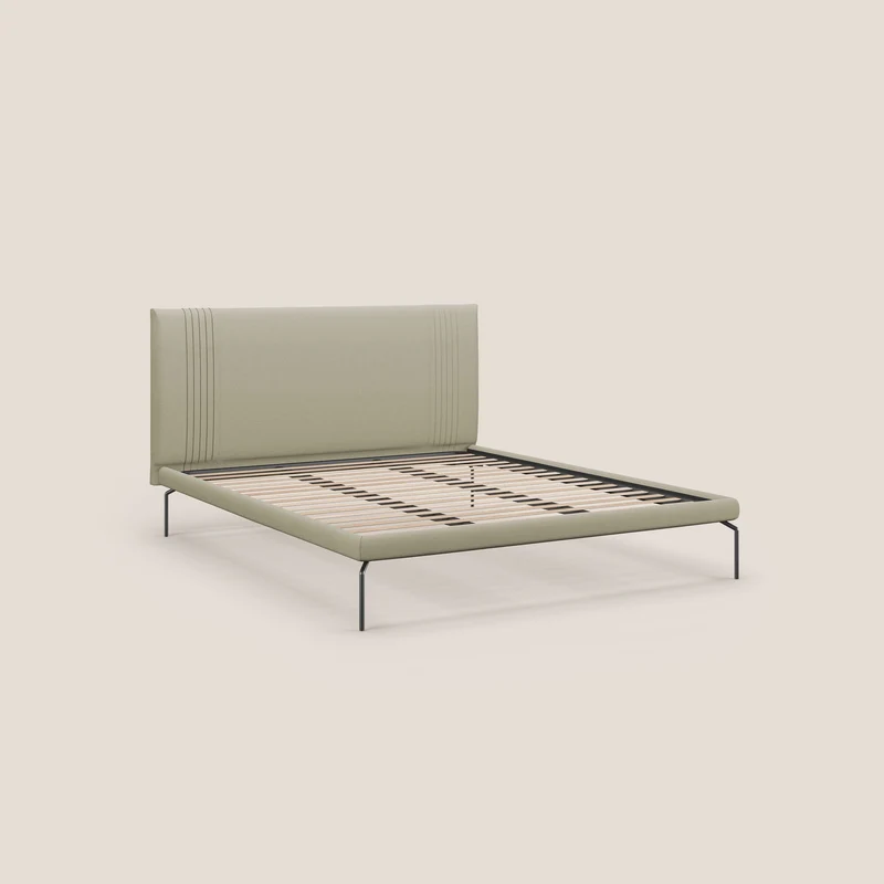 Finn lit rembourré avec pieds hauts en métal en tissu détachable T05 crème