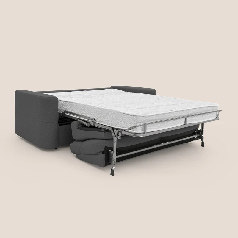 Cupido Canapé convertible matelas H18 cm au dossier haut moelleux en tissu imperméable T13 anthracite