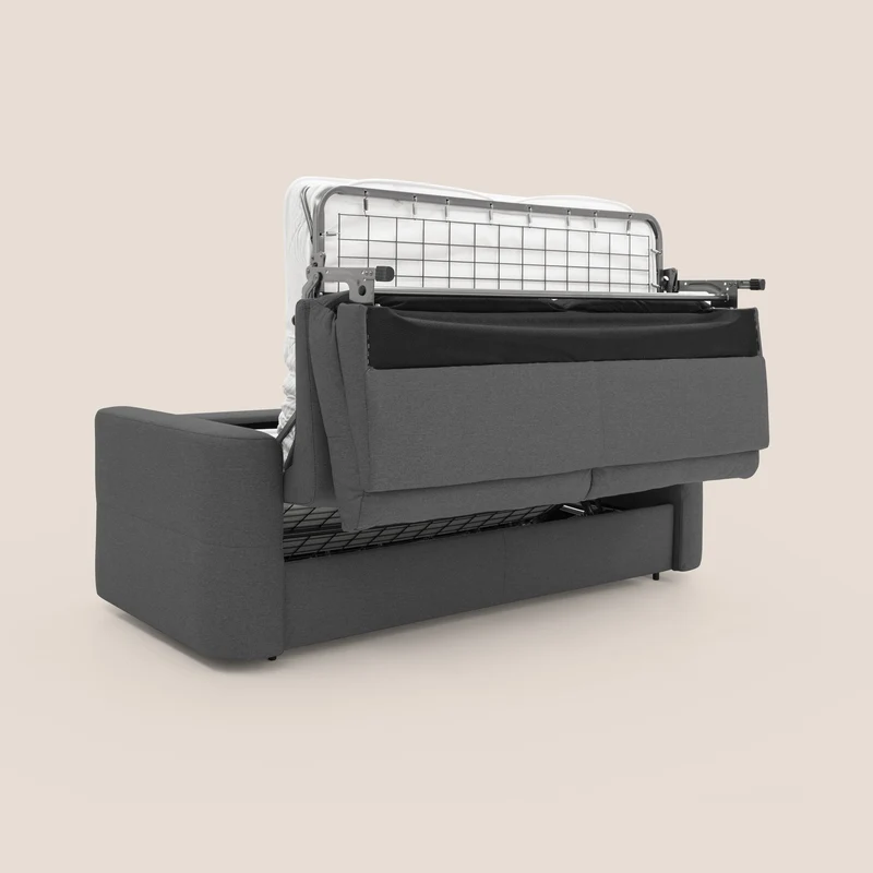 Cupido Canapé convertible matelas H18 cm au dossier haut moelleux en tissu imperméable T13 anthracite