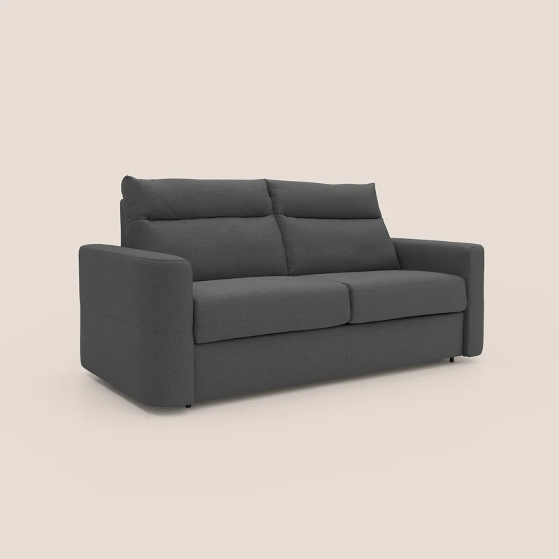 Cupido Canapé convertible matelas H18 cm au dossier haut moelleux en tissu imperméable T13 anthracite