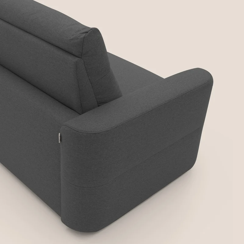 Cupido Canapé convertible matelas H18 cm au dossier haut moelleux en tissu imperméable T13 anthracite