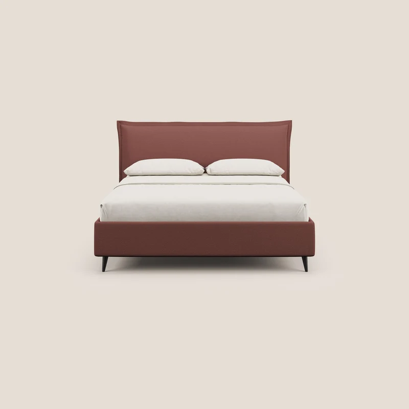 Hans lit rembourré avec coffre au style minimaliste en tissu imperméable T19 saumon