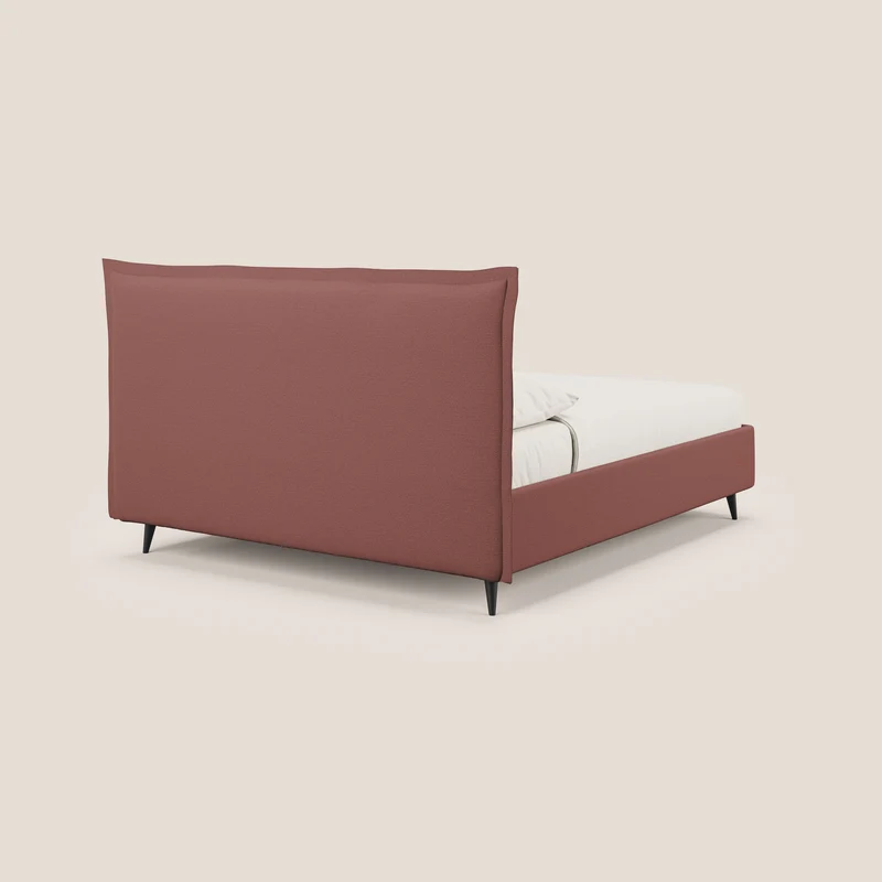 Hans lit rembourré avec coffre au style minimaliste en tissu imperméable T19 saumon