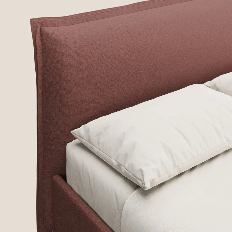 Hans lit rembourré avec coffre au style minimaliste en tissu imperméable T19 saumon