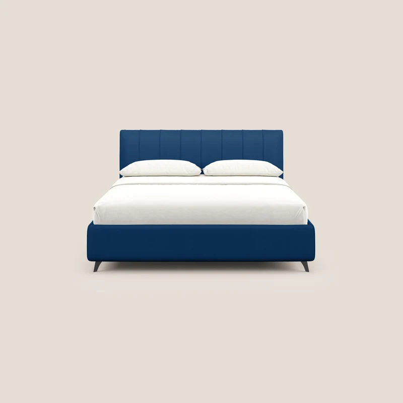 Bogart lit avec coffre rembourré complètement déhoussable en microfibre détachable T11 bleu