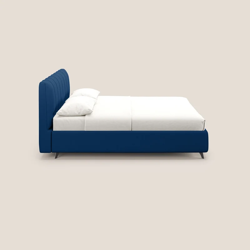 Bogart lit avec coffre rembourré complètement déhoussable en microfibre détachable T11 bleu