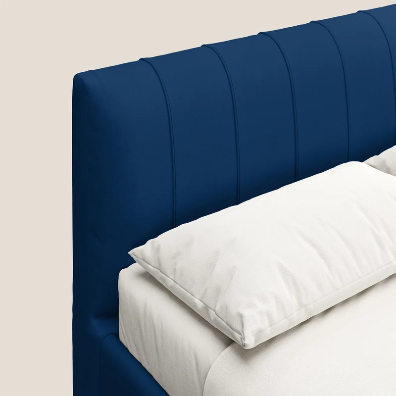 Bogart lit avec coffre rembourré complètement déhoussable en microfibre détachable T11 bleu