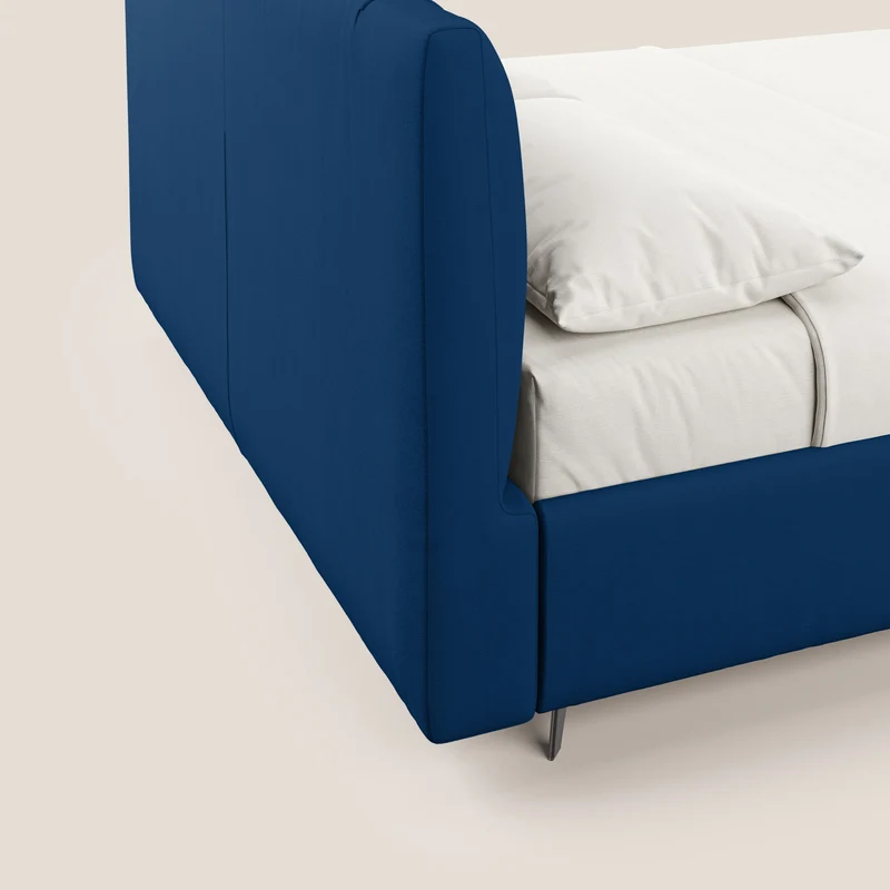 Bogart lit avec coffre rembourré complètement déhoussable en microfibre détachable T11 bleu