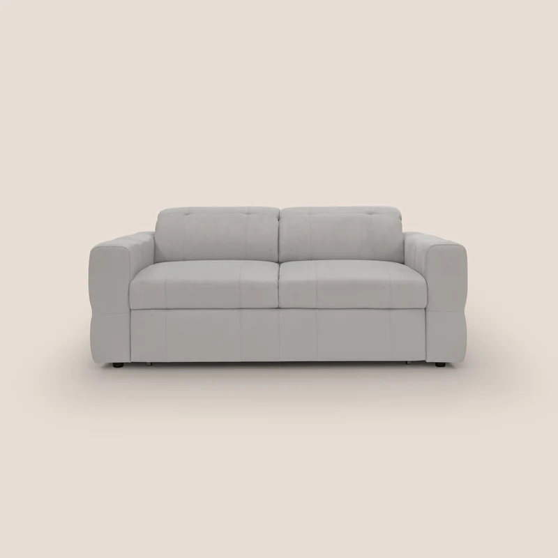 Kronos Canapé avec pouf extractible et têtières inclinalbes en microfibre douce imperméable T11 gris clair