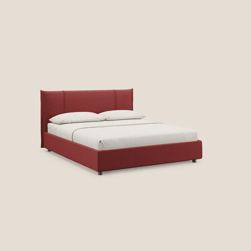 Alicia lit rembourré avec coffre de rangement en tissu imperméable T14 rouge