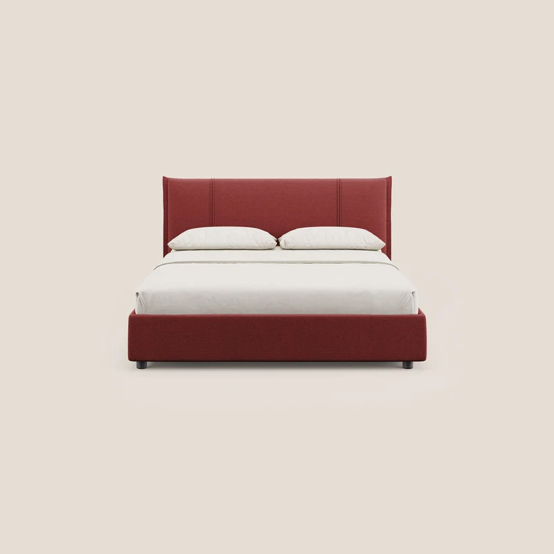 Alicia lit rembourré avec coffre de rangement en tissu imperméable T14 rouge