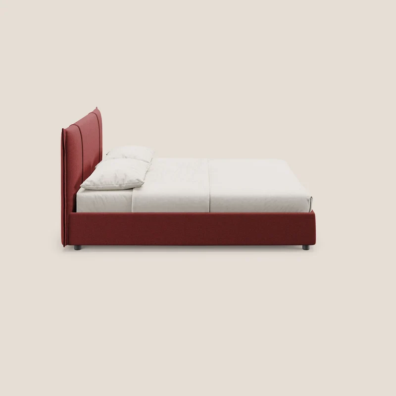 Alicia lit rembourré avec coffre de rangement en tissu imperméable T14 rouge