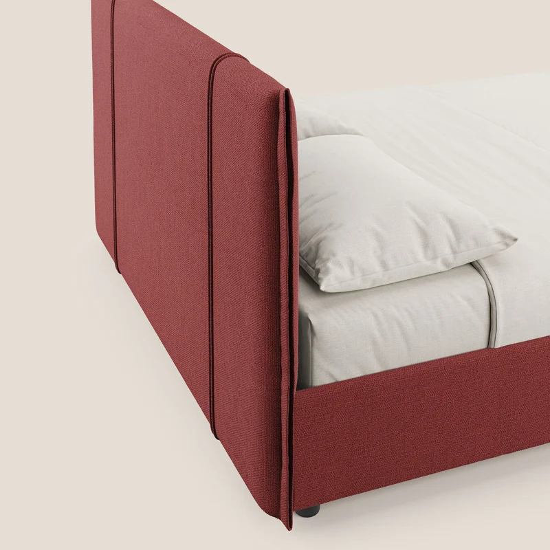 Alicia lit rembourré avec coffre de rangement en tissu imperméable T14 rouge