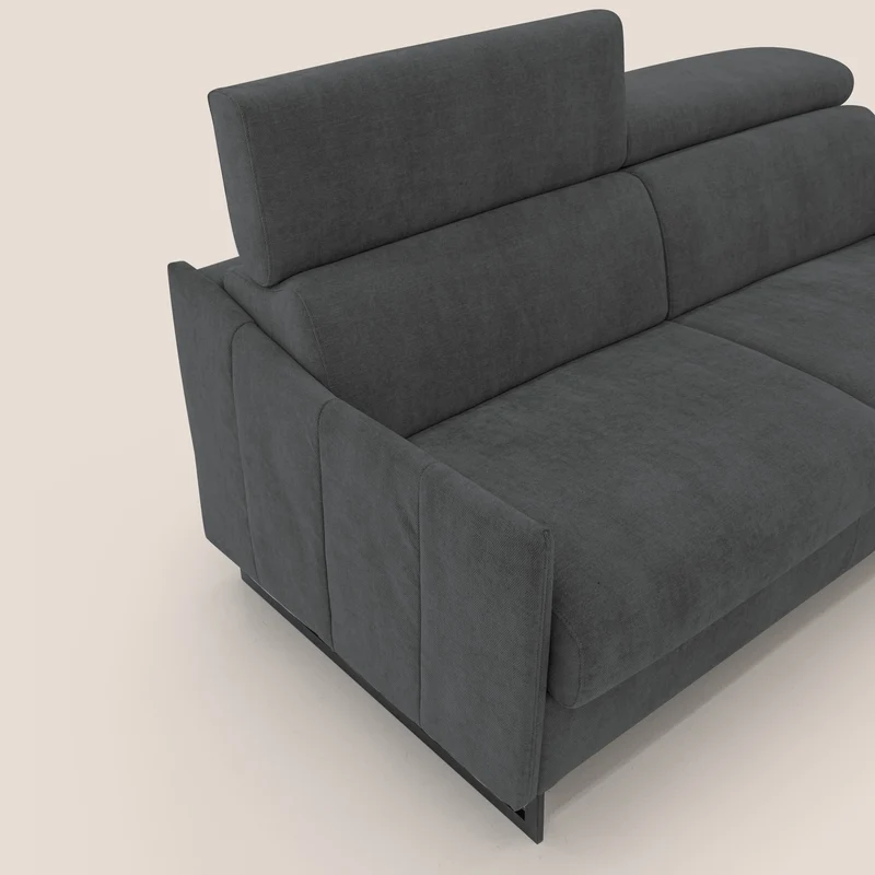 Loto canapé convertible compact avec matelas H 18cm et pieds hauts en tissu imperméable T14 anthracite