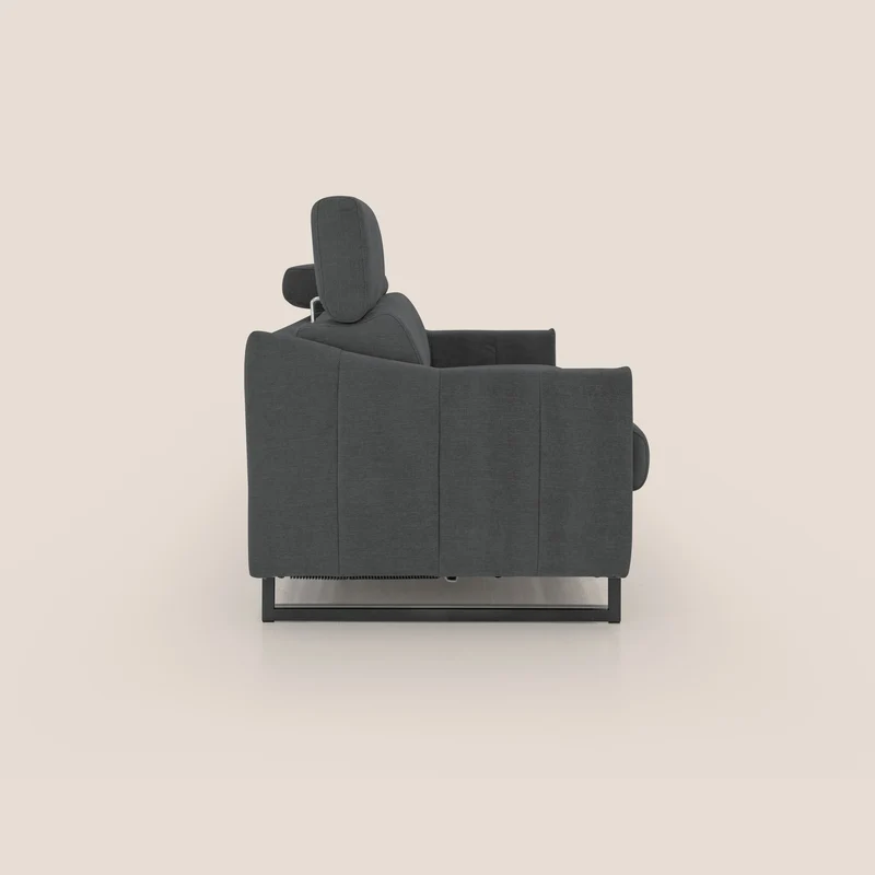 Loto canapé convertible compact avec matelas H 18cm et pieds hauts en tissu imperméable T14 anthracite
