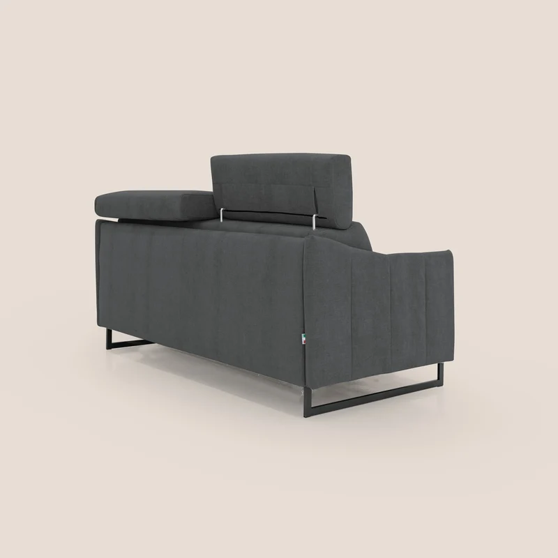 Loto canapé convertible compact avec matelas H 18cm et pieds hauts en tissu imperméable T14 anthracite