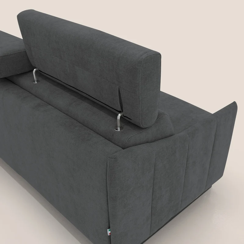 Loto canapé convertible compact avec matelas H 18cm et pieds hauts en tissu imperméable T14 anthracite