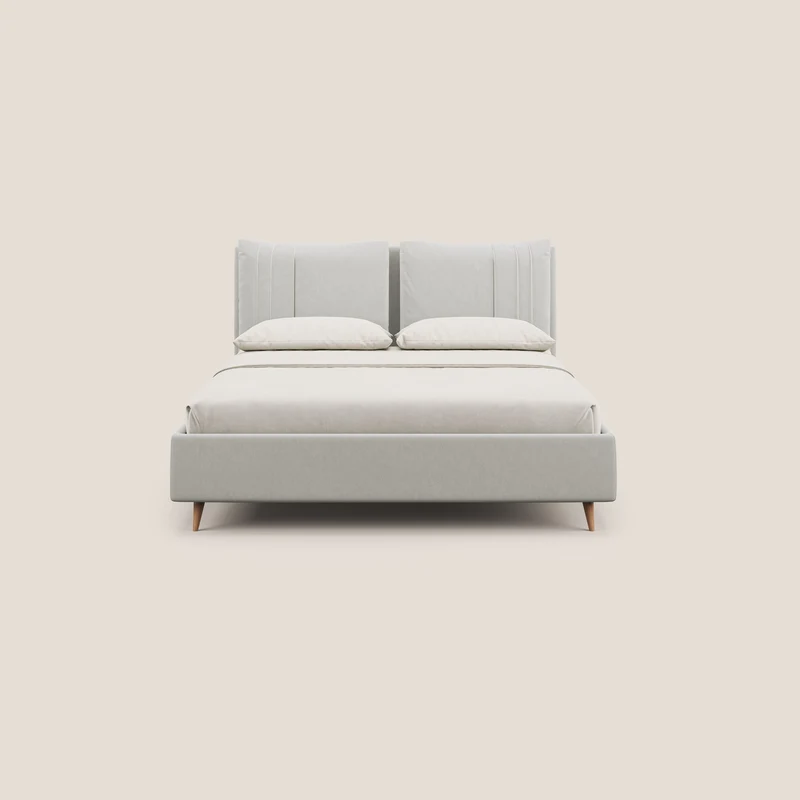 Nathan lit coffre avec coussins réglables et poches en microfibre velours imperméable T09 crème
