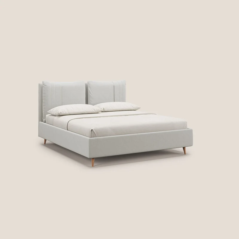 Nathan lit coffre avec coussins réglables et poches en microfibre velours imperméable T09 crème