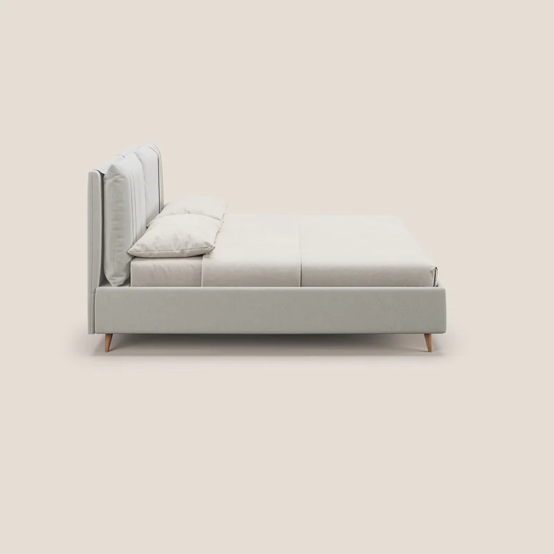 Nathan lit coffre avec coussins réglables et poches en microfibre velours imperméable T09 crème