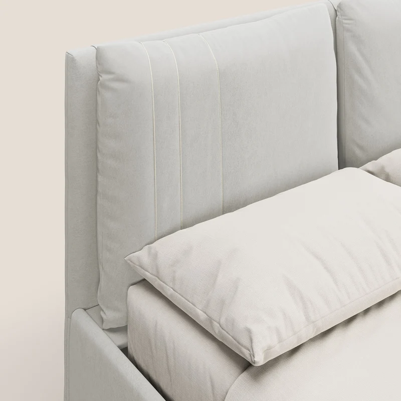 Nathan lit coffre avec coussins réglables et poches en microfibre velours imperméable T09 crème