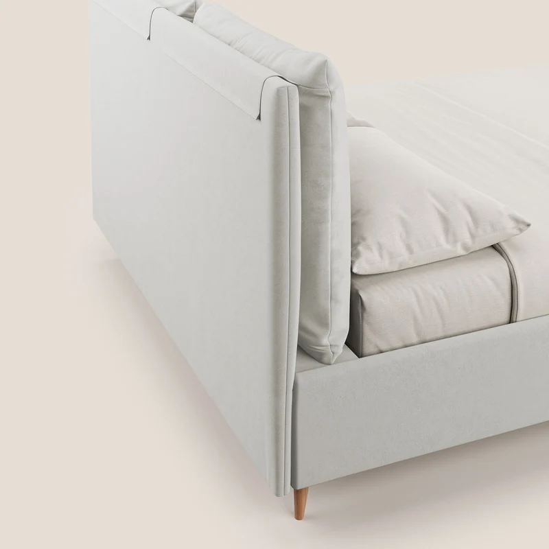 Nathan lit coffre avec coussins réglables et poches en microfibre velours imperméable T09 crème