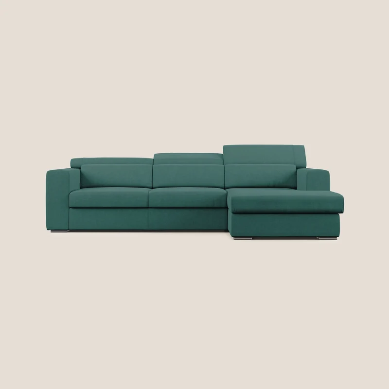 Vegas canapé d'angle avec têtières inclinables en microfibre imperméable T11 bleu canard