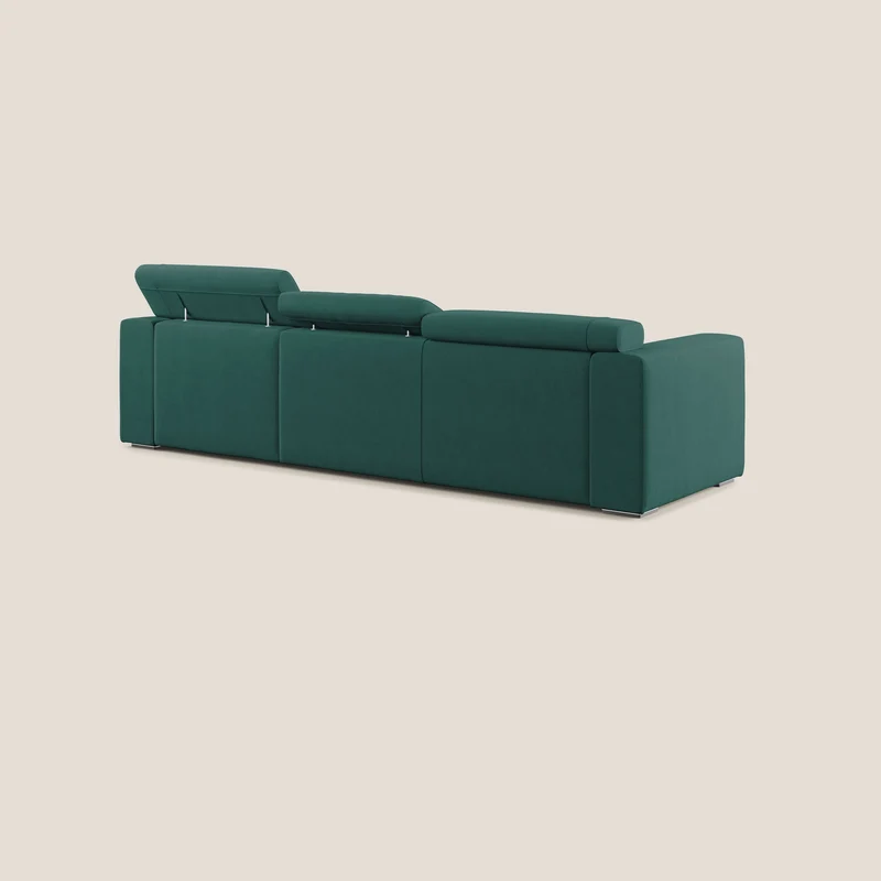 Vegas canapé d'angle avec têtières inclinables en microfibre imperméable T11 bleu canard