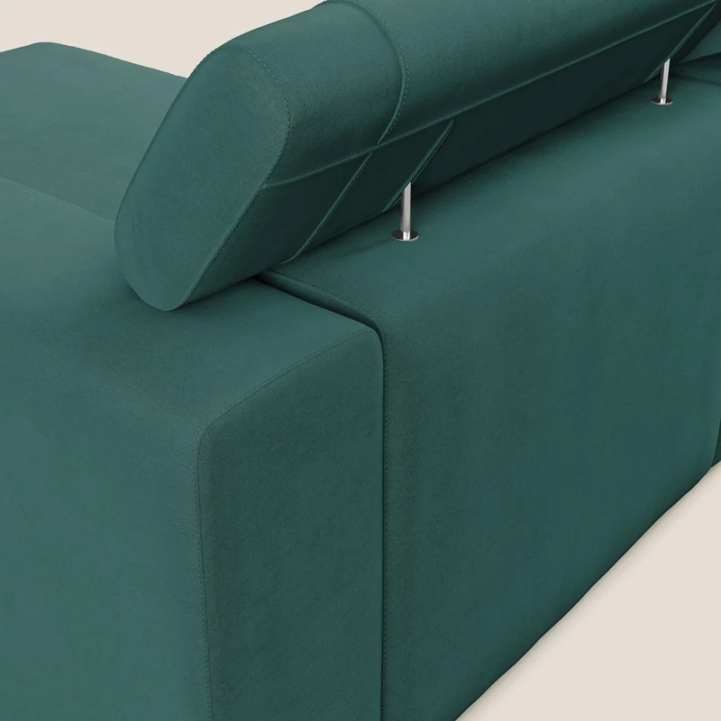 Vegas canapé d'angle avec têtières inclinables en microfibre imperméable T11 bleu canard