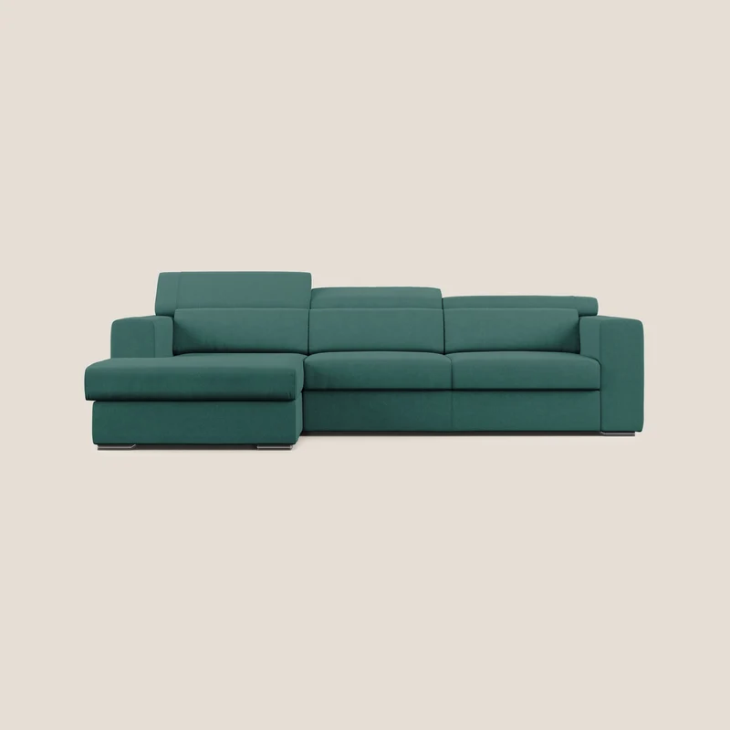 Vegas canapé d'angle avec têtières inclinables en microfibre imperméable T11 bleu canard