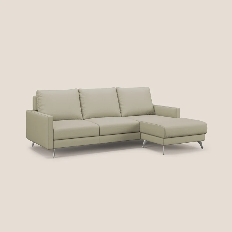 Klimt canapé d'angle avec assises coulissantes en tissu dous détachable T05 crème