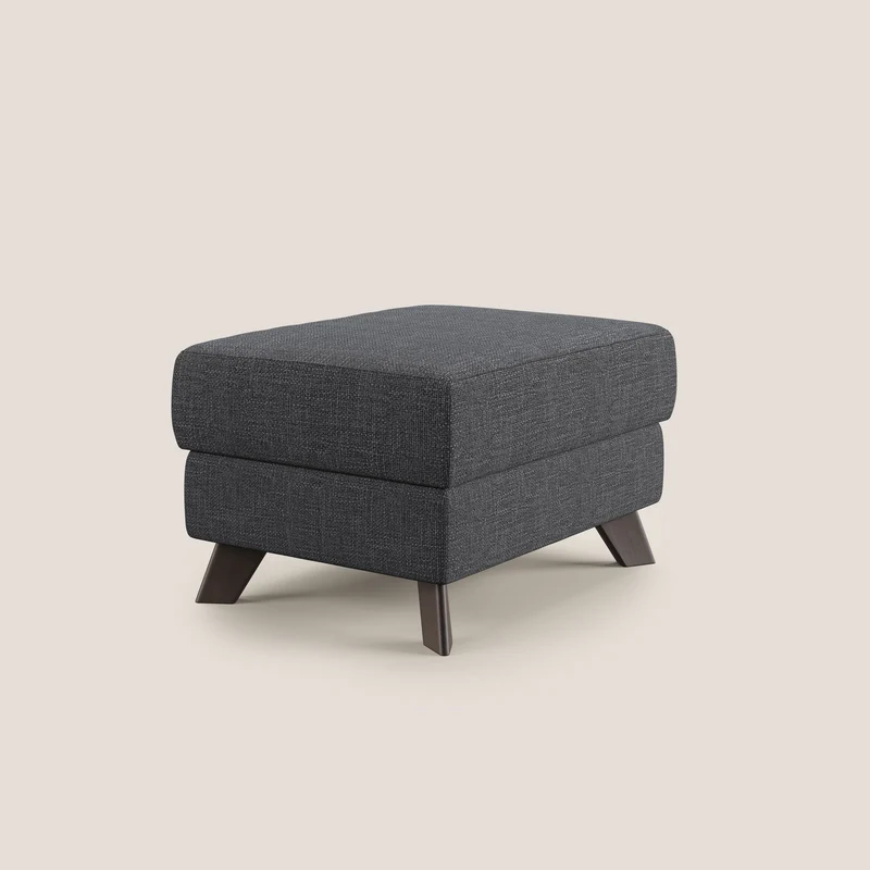 Moon Pouf coffre aux pieds hauts en tissu doux entrelacé soft-touch imperméable T06 anthracite