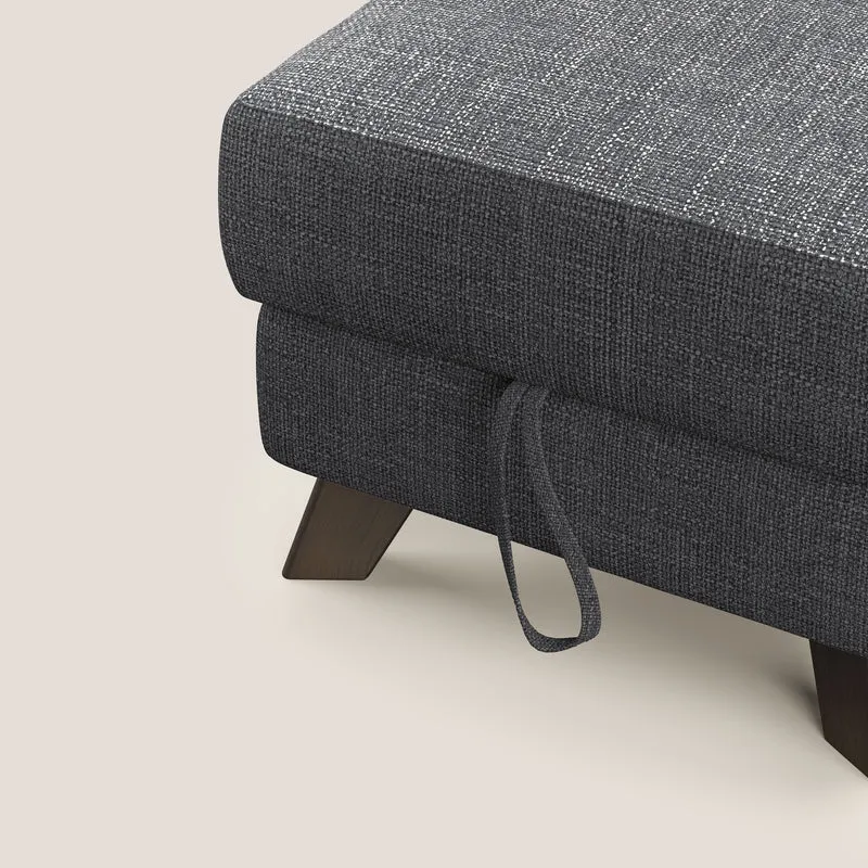 Moon Pouf coffre aux pieds hauts en tissu doux entrelacé soft-touch imperméable T06 anthracite