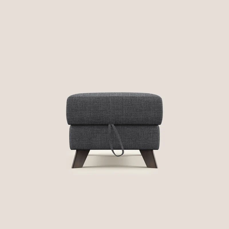 Moon Pouf coffre aux pieds hauts en tissu doux entrelacé soft-touch imperméable T06 anthracite