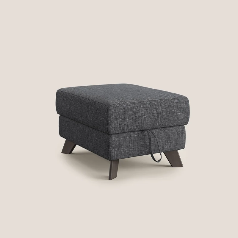 Moon Pouf coffre aux pieds hauts en tissu doux entrelacé soft-touch imperméable T06 anthracite