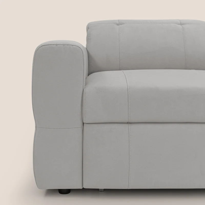 Kronos Canapé d'angle avec pouf extractible et coffre de rangement en microfibre imperméable T11 gris clair
