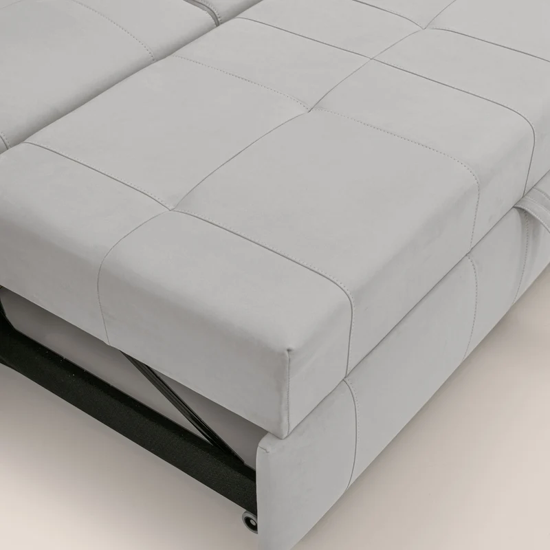 Kronos Canapé d'angle avec pouf extractible et coffre de rangement en microfibre imperméable T11 gris clair
